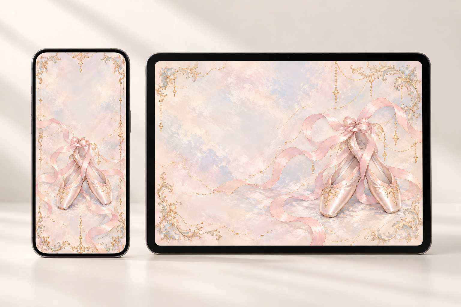 Ballet Slippers · Phone + iPad wallpaper preview