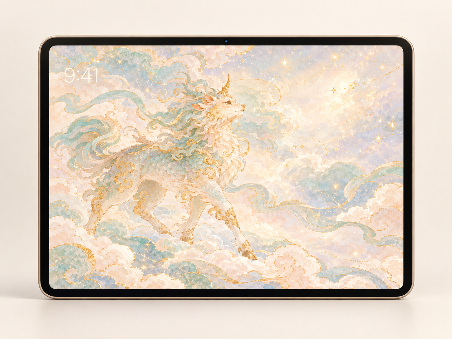 Qilin Treading Clouds iPad wallpaper preview