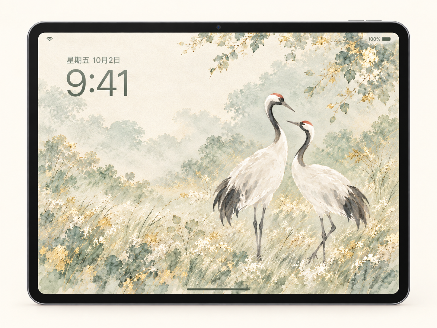 Twin Cranes in Harmony iPad wallpaper preview